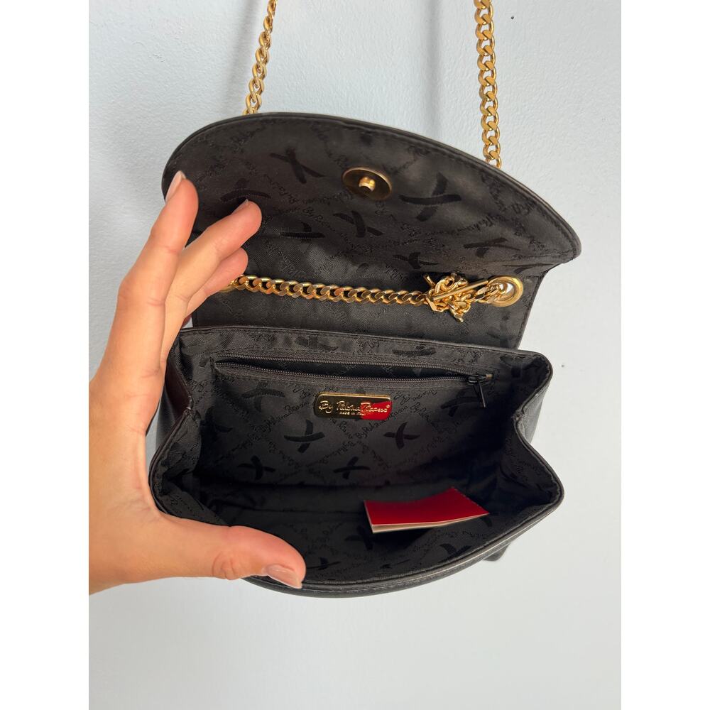 Vintage Palomo Picasso Vintage Black Leather Flap Chain Crossbody Shoulder Bag - Picture 3 of 10